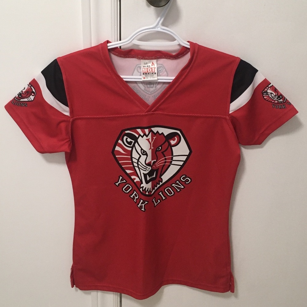 york university lions 59 sports fan red tee T-shirt women’s size small apparel